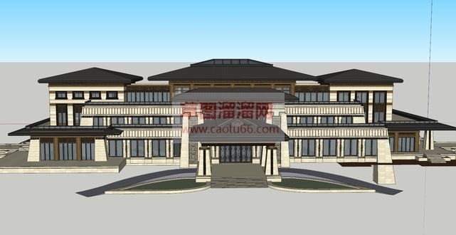 草原风格酒店SU模型