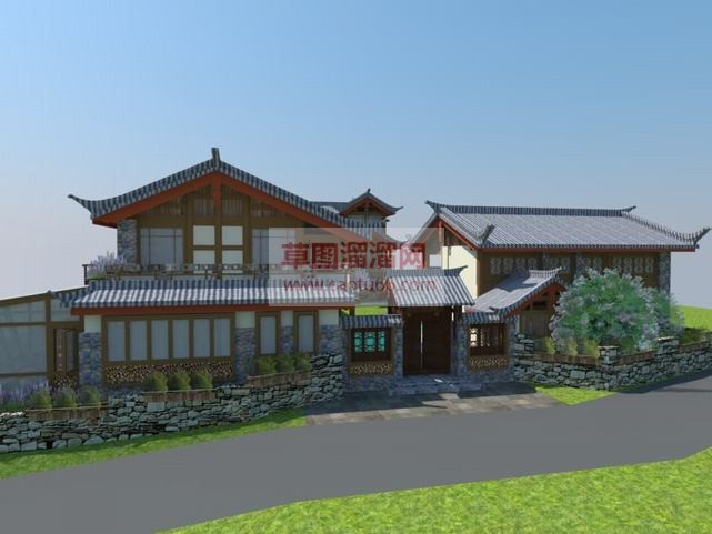 仿古风格旅社SU模型