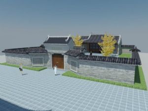 中式围院祠堂SU模型