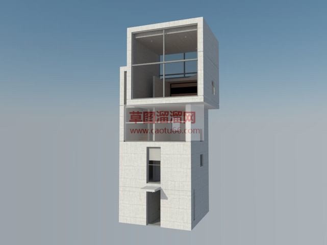 日式混泥土建SU模型