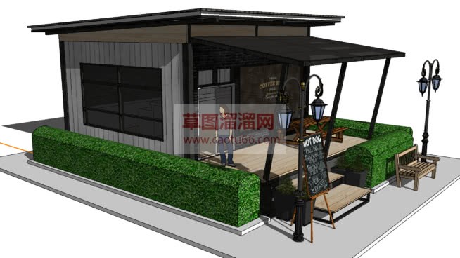 小型咖啡屋草SU模型
