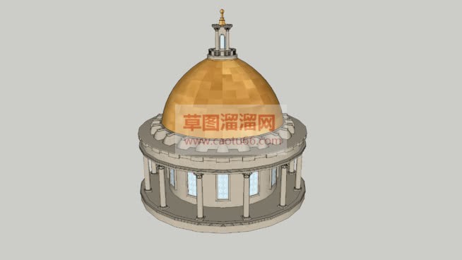 欧式圆亭子建SU模型