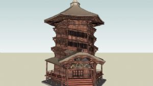 六角三层佛堂SU模型