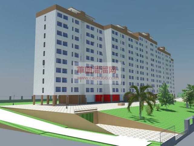 公寓小区带地SU模型