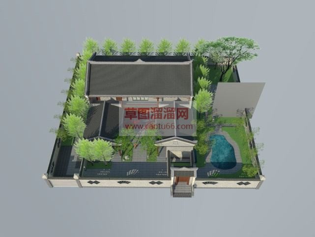 中式四合院民SU模型