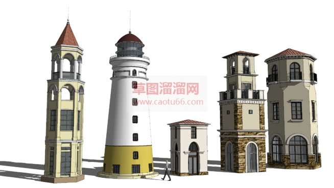 欧式塔楼建筑SU模型