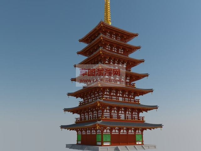 斗拱七层塔楼SU模型