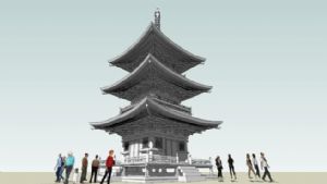 中式佛塔建筑SU模型