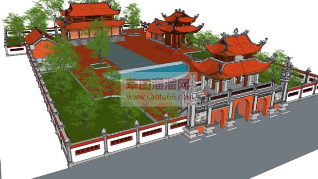 越南风格寺庙SU模型
