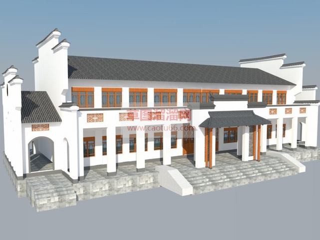 中式徽派主殿SU模型