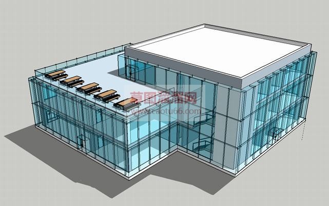 学校食堂玻璃SU模型