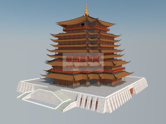 古建筑塔楼SU模型