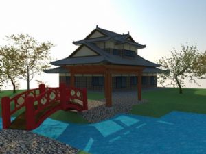 日式古代建筑SU模型