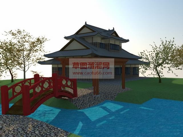 日式古代建筑SU模型