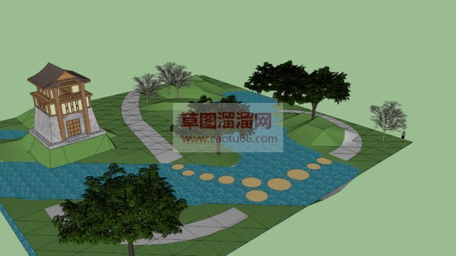 日式古建筑景SU模型