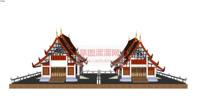 日式古建筑免SU模型