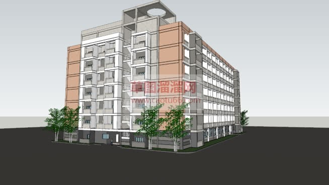 大学宿舍楼建SU模型