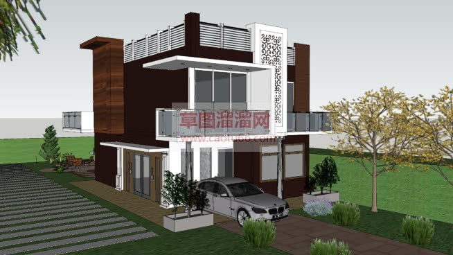 现代别墅建筑SU模型