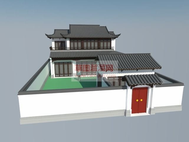中式合院建筑SU模型