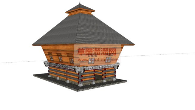 民族建筑鼓楼SU模型