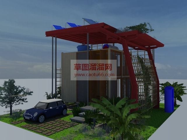 集装箱太阳能SU模型