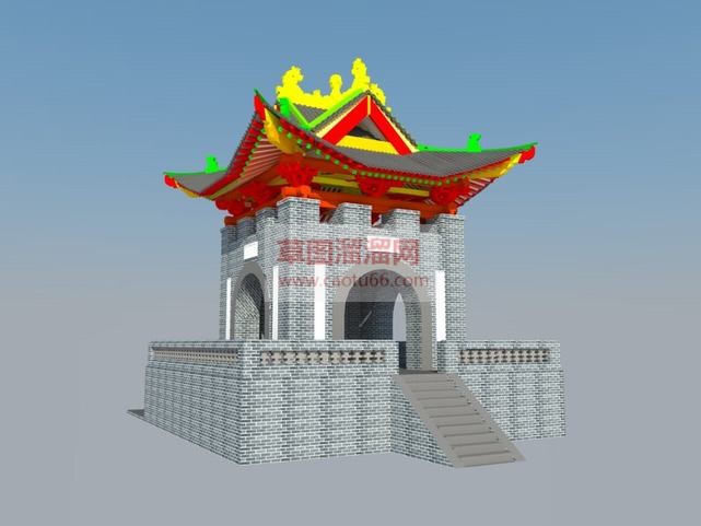 古建斗拱钟鼓SU模型