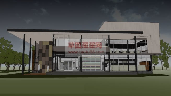 现代办公楼建SU模型