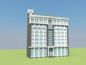 欧简办公楼建SU模型