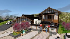 中式民宿建筑SU模型
