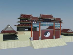 库道观大门建SU模型