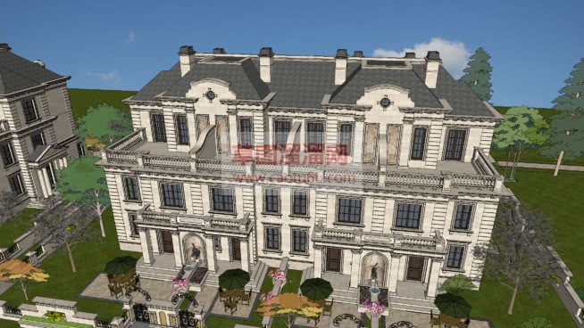 建模欧式别墅SU模型