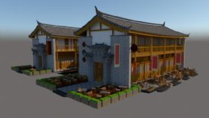 中式民宿酒店SU模型