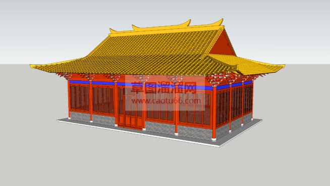 中式建筑大殿SU模型