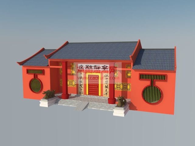 中式寺庙庙宇SU模型