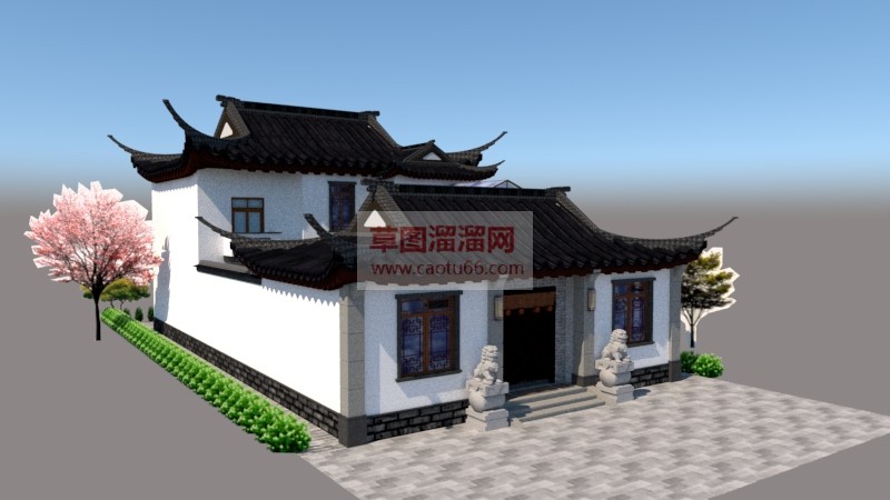 中式合院建筑SU模型