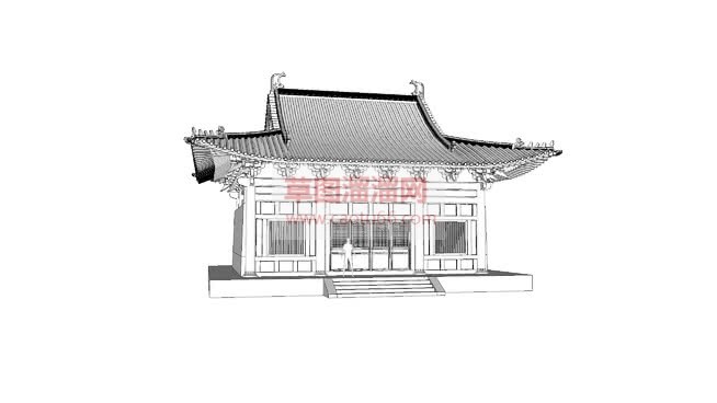 中式斗拱建筑SU模型