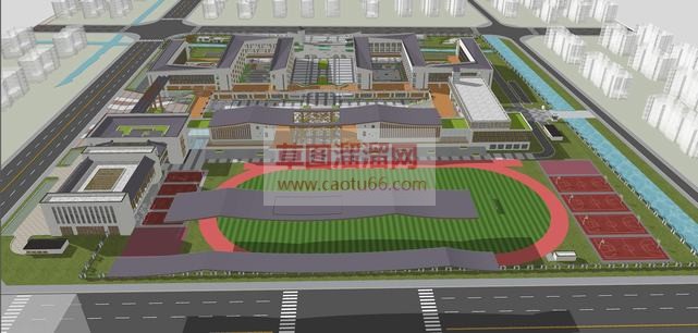 中式学校规划SU模型