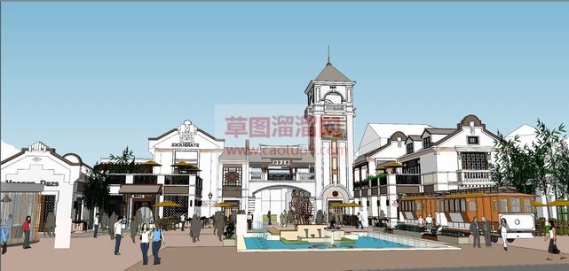 中式旅游区SU模型