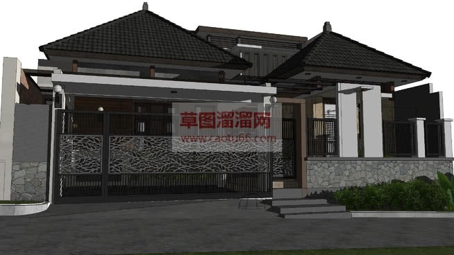 热带度假屋建SU模型