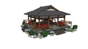 日式古建筑亭SU模型