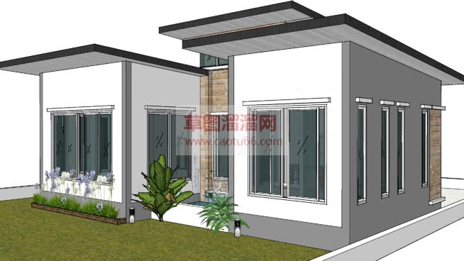 现代平房住宅SU模型