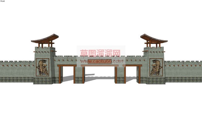 唐代古代城门SU模型