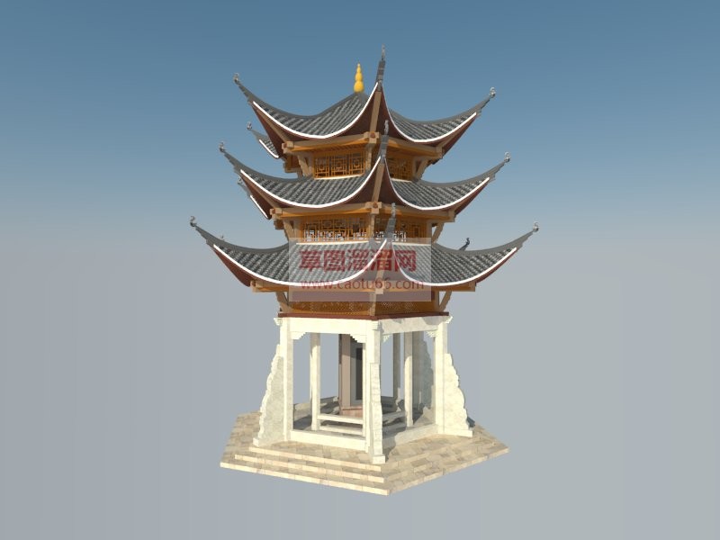 中式仿古亭子SU模型