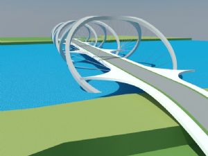 现代吊桥索桥SU模型