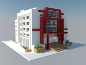 现代办公楼建SU模型