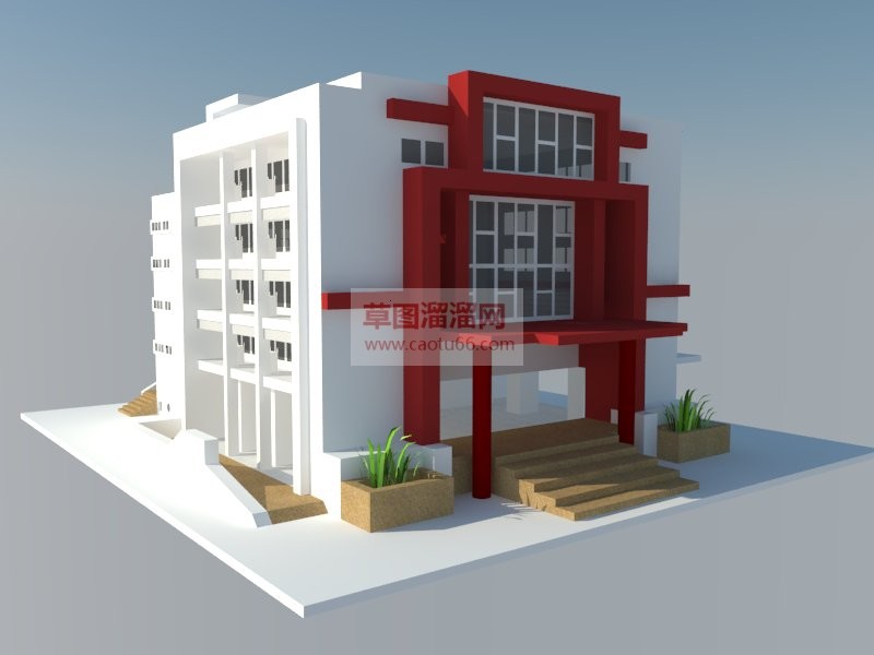 现代办公楼建SU模型