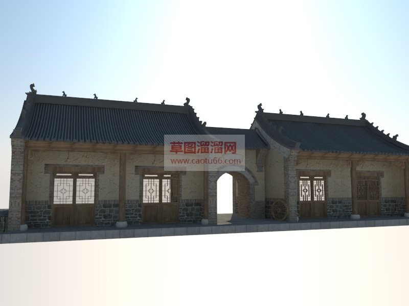 中式农村屋舍SU模型