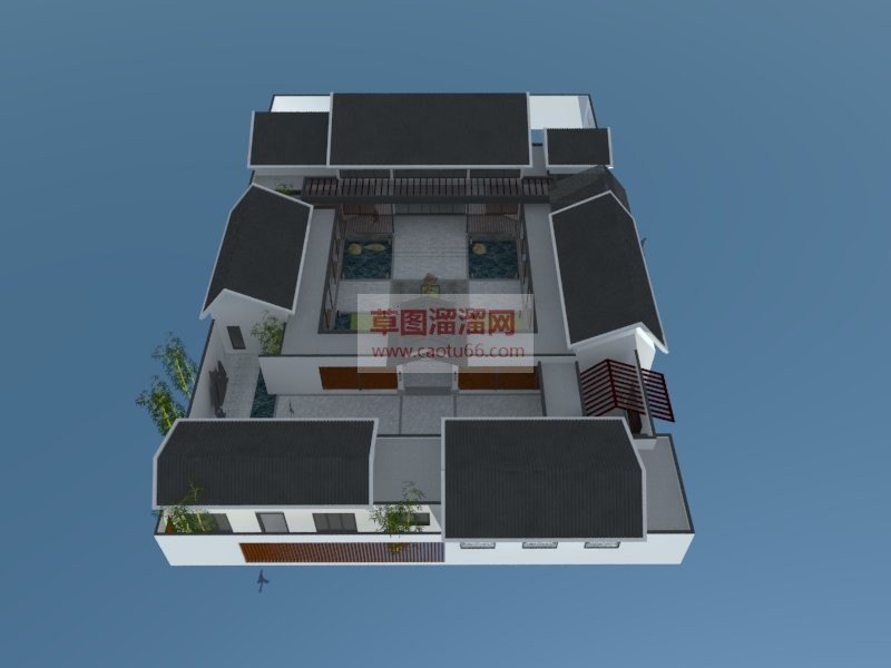 现代四合院建SU模型