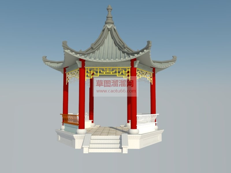 尖顶亭子凉亭SU模型