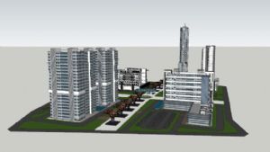 现代建筑区小SU模型